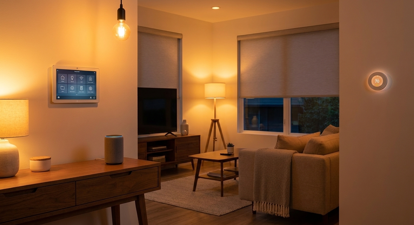 Smart home automation in a modern short-term rental property