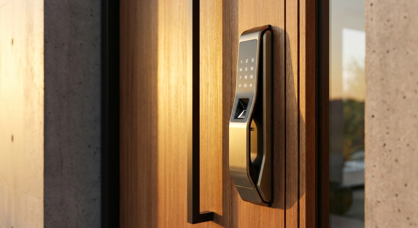 Premium smart lock on vacation rental front door