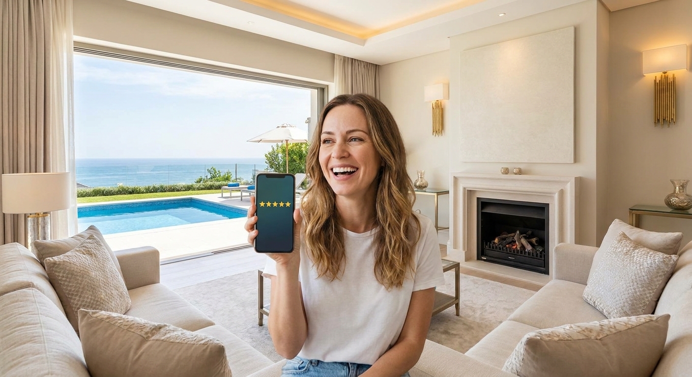 Guest leaving a 5-star review for a vacation rental property