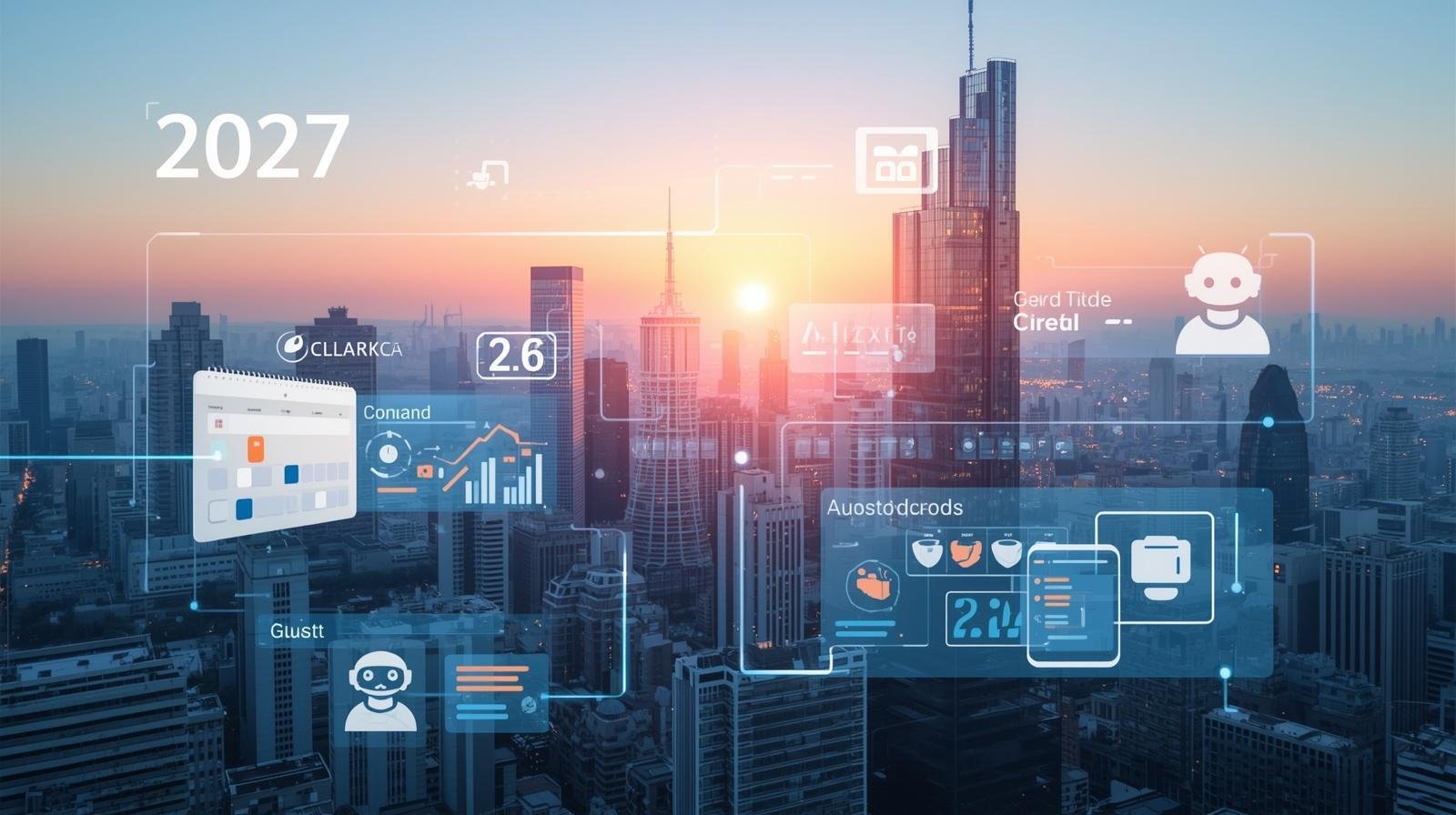Timeline showing the future of AI automation in short-term rental management through 2027