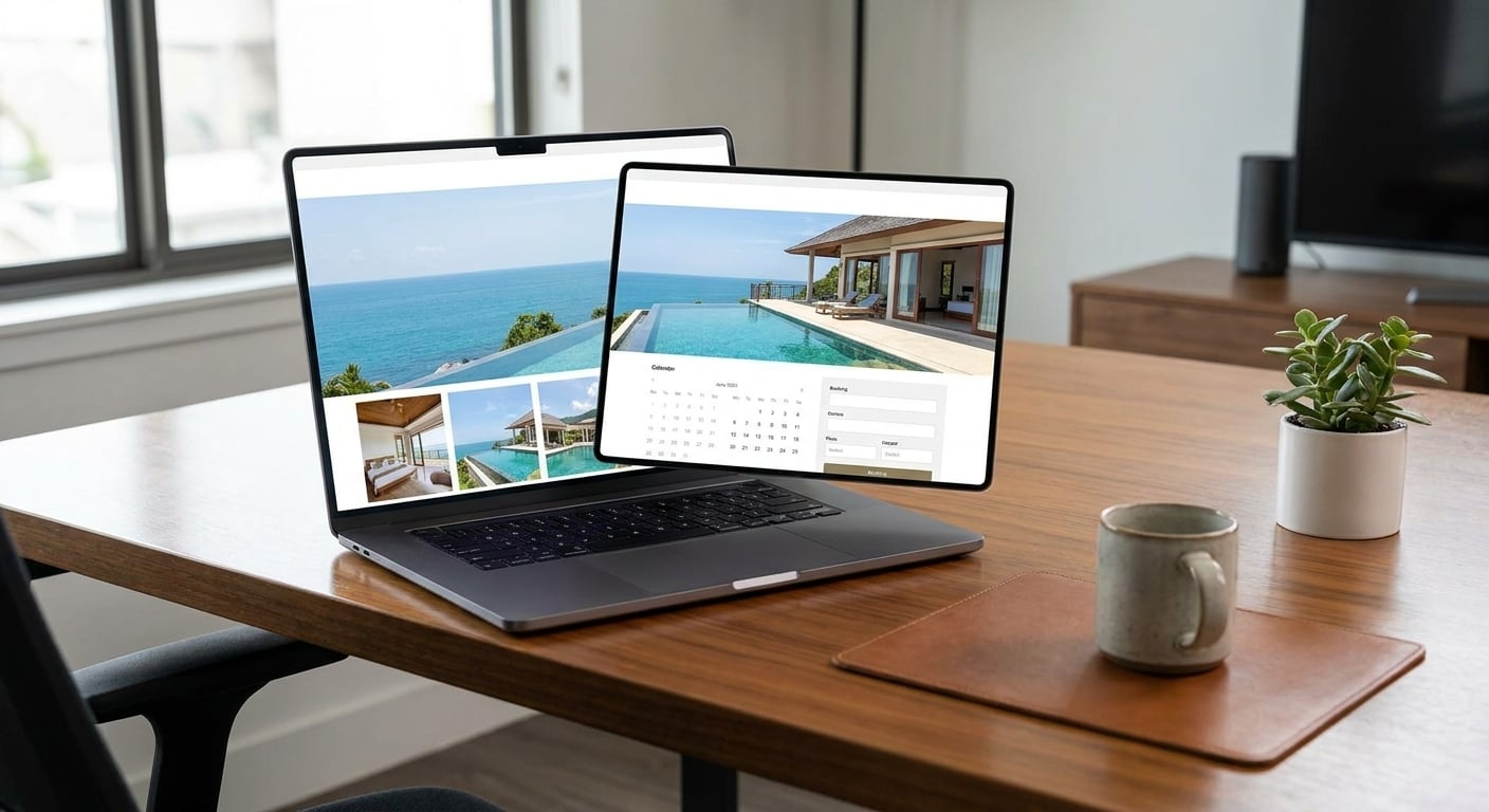 Direct booking website for vacation rental on laptop screen